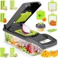 thumbnail image 1 of Mandolina de cocina manual, cortador de verduras multifunción 13 en 1 con cajas de almacenamiento, mandolina de cocina profesional para rebanar, cortar y triturar verduras, 1 of 5