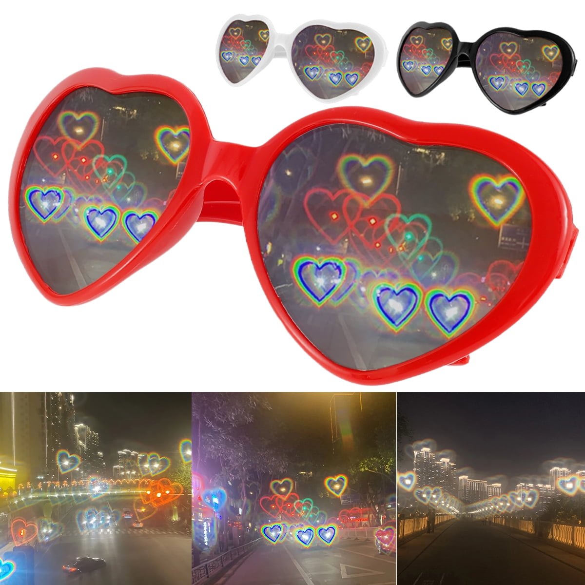 Made in the USA w/ Free Ship See Hearts! Heart EFFECT Diffraction Glasses 