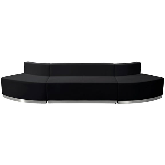 EMMA   OLIVER Black Leather Reception Seating Set, 3 Pieces
