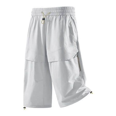 LEKWK Cargo Shorts for Men Quick Dry Lightweight Stretchy Casual Shorts with Pockets Elastic Waist Drawstring Loose Fit Bottoms for Work Golf Fishing Hiking