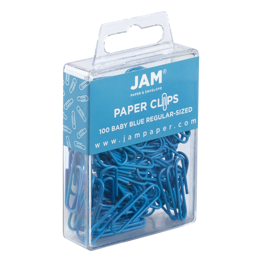 Baby Blue Paperclips Regular 1 Inch 100/Pack JAM PAPER Colorful Standard Paper Clips 