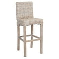 thumbnail image 4 of SAFAVIEH Tobie Rattan Bar Stool w/ Footrest, Grey White Wash, 4 of 7
