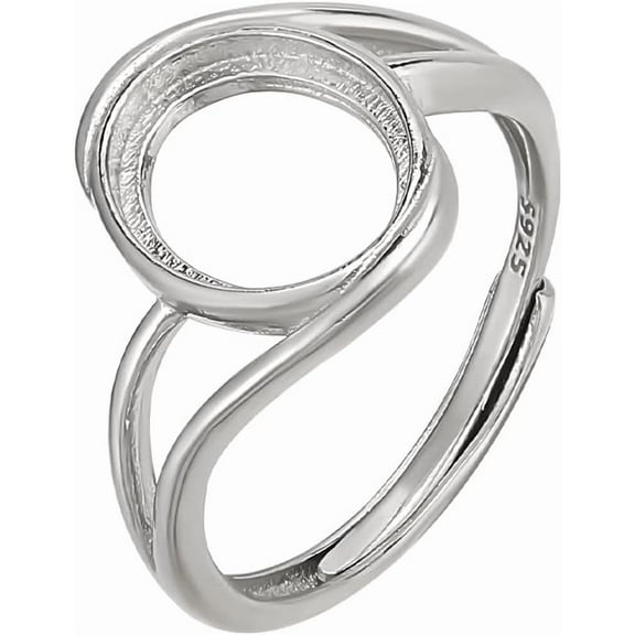 925 Sterling Sliver Ring Blanks for Jewelry Making Adjustable Blank Rings Finger Ring 9x10mm Base Bezel Tray Finger Ring Findings for Diamond Gemstone DIY Craft Jewelry Making