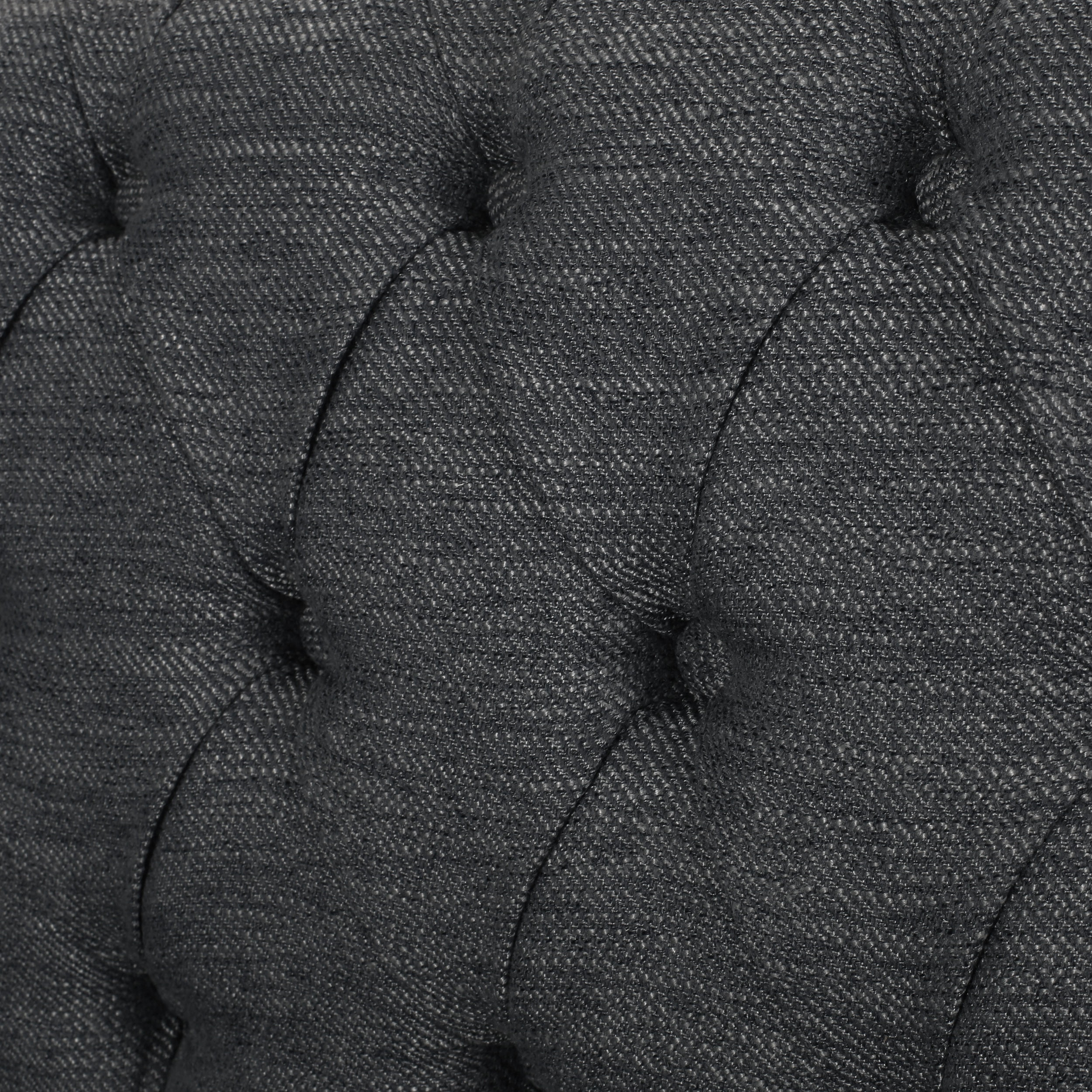 Noble House Augus Fabric Tufted 3 Seater Sofa, Charcoal, Dark Brown