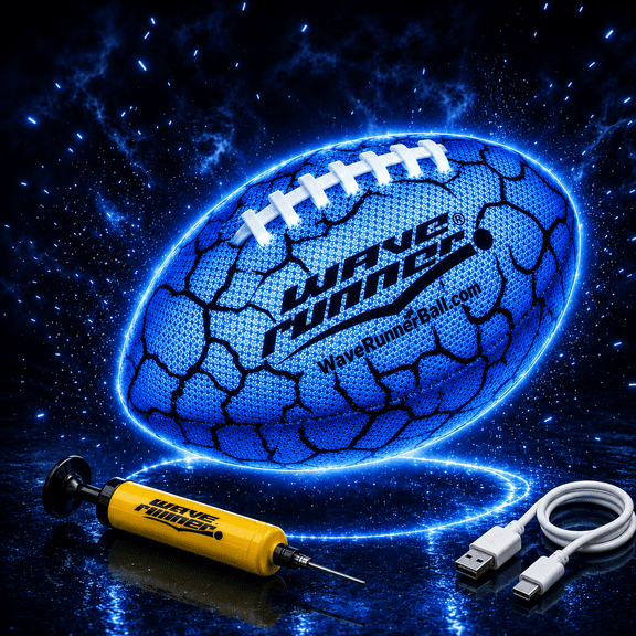 Wave Runner Glow in The Dark Junior Size Waterproof LED Football for Kids, Teens & Adults, Color-Changing Light Up Football with Pump Included