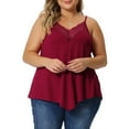 thumbnail image 2 of DARING DIVA Women's Plus Cami Tank Lace Front Sleeveless Tops 4X Burgundy, 2 of 6