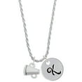 thumbnail image 1 of Delight Jewelry Silvertone Mini Megaphone Silvertone Script Initial Disc - K - Charm Necklace, 20"+3", 1 of 4