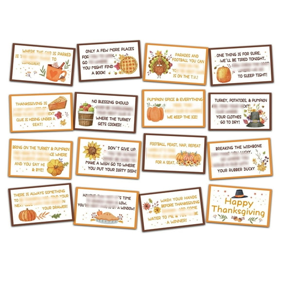 Autumn Adventure Clue Cards for Kids - 16 Pumpkin Riddles for Indoor and Outdoor Scavenger Hunts, Perfect for Fall Fun and Family Activities with Envelopes Included