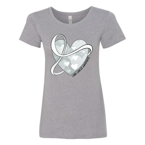 Inktastic Lung Cancer Awareness White Ribbon Around Heart Women's T-Shirt
