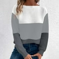thumbnail image 4 of GigrtiJin Womens Long Sleeve Knitted Sweater Casual Round Neck Colorblock Pullover Blouses Comfy Loose Fashion Top, 4 of 8