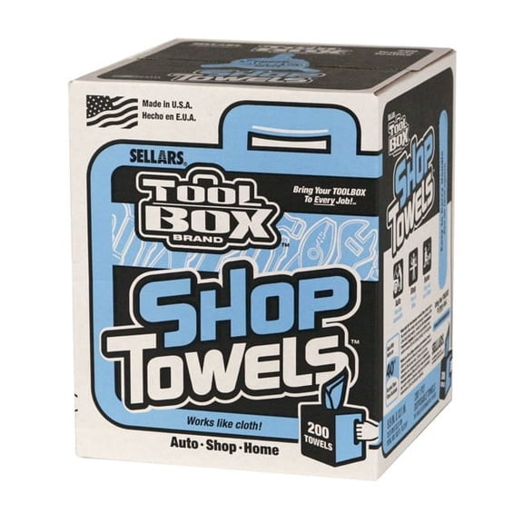 Sellars Wipers & Sorbents 5520201 Blue Shop Towels, 200-Ct. Box