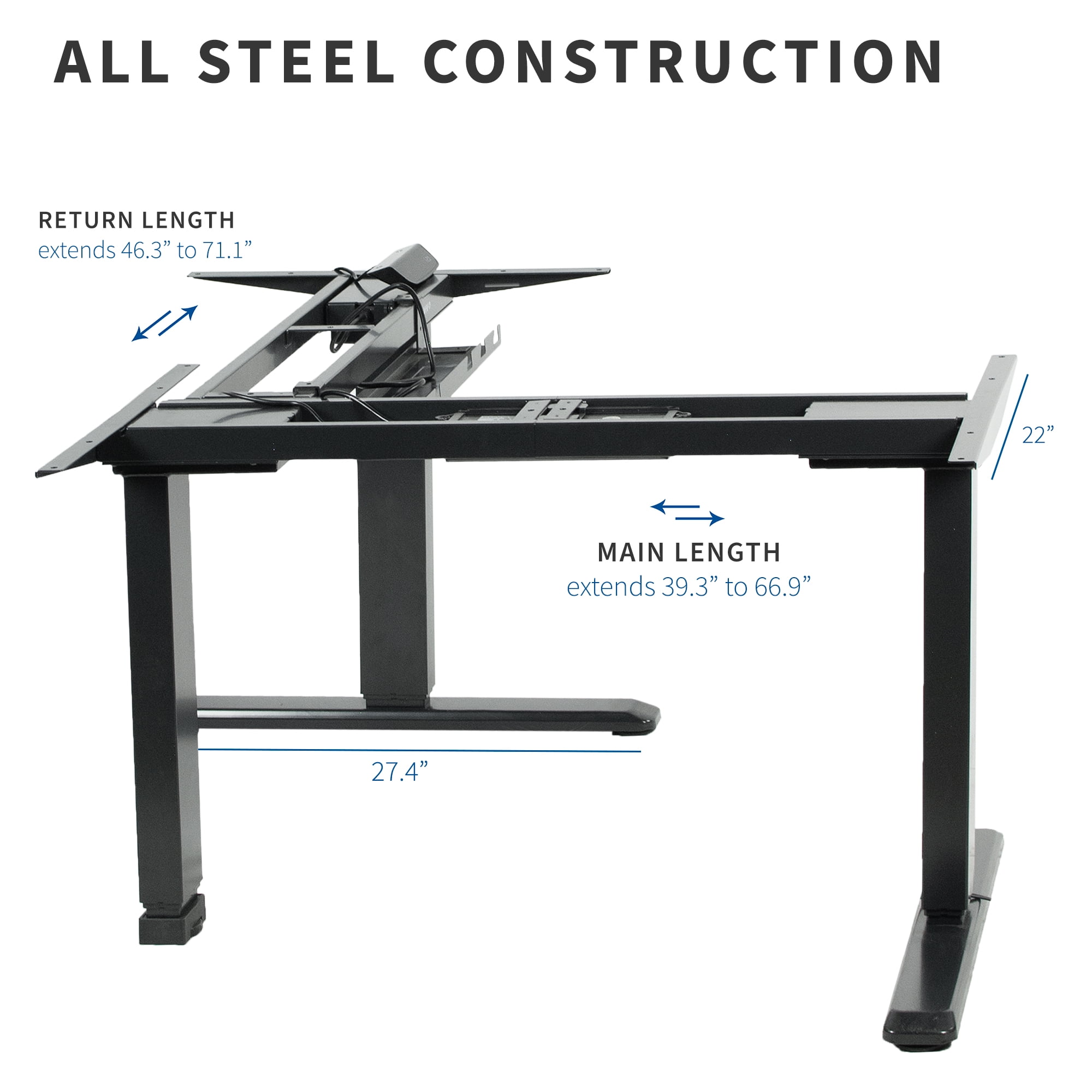 VIVO Electric Motor Height Adjustable Corner 3 Leg Desk Frame DESK-V133E - Thumbnail 5