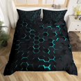 thumbnail image 1 of Geometric Duvet Cover Multicolor Honeycomb Hexagon Bedding Set Geometric Theme Metal Texture Streamline Polyester Qulit Cover, 1 of 7
