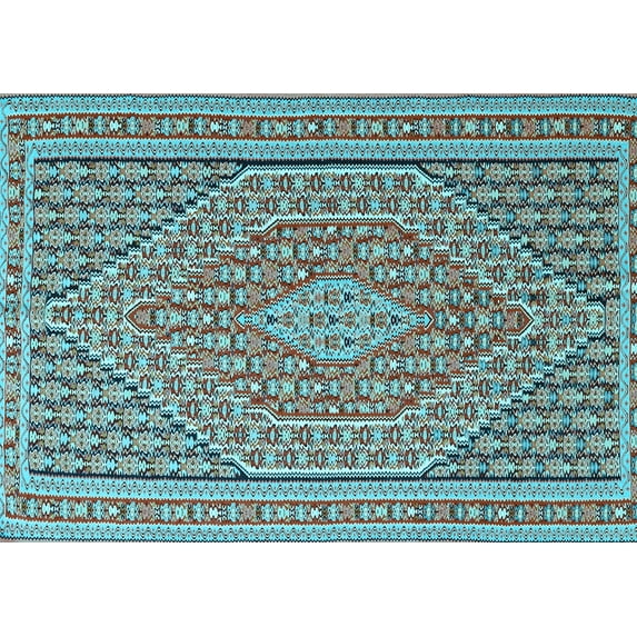 Ahgly Company Indoor Rectangle Southwestern Light Blue Country Area Rugs, 8' x 12'