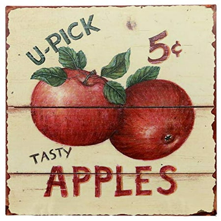 25 Cents Tin Sign - Barnyard Designs Tasty Apples 5 Cents Retro Vintage Tin Bar Sign Country Home Decor 11