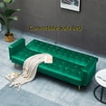 thumbnail image 5 of Aukfa Velvet Futon Convertible Sofa Bed for Home Office, Green, 5 of 10