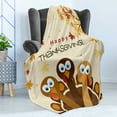 thumbnail image 4 of Turkey Soft Flannel Fleece Throw Blanket, Happy Thanksgiving Falling Leaves and Poultry Birds Harvest Time Celebration, Cozy Plush for Indoor and Outdoor Use, 70" x 90", Multicolor, by Ambesonne, 4 of 5