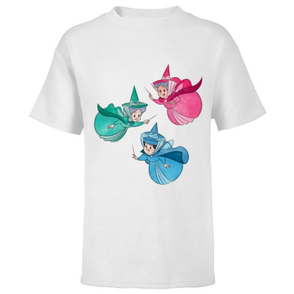 Disney Sleeping Beauty Good Fairies Flora Fauna Merryweather - Short Sleeve T-Shirt for Kids - Customized-White
