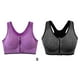 thumbnail image 3 of Guardurnaity 2 piezas máximo soporte y comodidad | Sujetador deportivo con cremallera frontal para mujer Ropa interior con cremallera frontal Ropa interior gris+morado S, 3 of 6