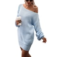 thumbnail image 5 of Lamuusaa Women´s Off Shoulder Sweater Dress Long Sleeve  Loose Knit Dress Fall Mini Dress, 5 of 6