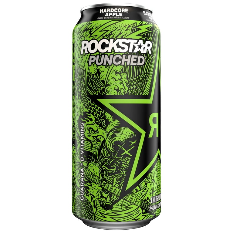 Rockstar Punched Energy Drink Hardcore Apple Flavor, 16 fl oz Can