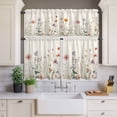 thumbnail image 4 of 3 Piece Kitchen Curtains and Valances Set Summer Floral Botanical Cafe Curtains 24 Inch Length Spring Botanical Vintage Valance & Tier Curtain for Living Room Bedroom Small Window 54"x18"+27"x24"*2, 4 of 6
