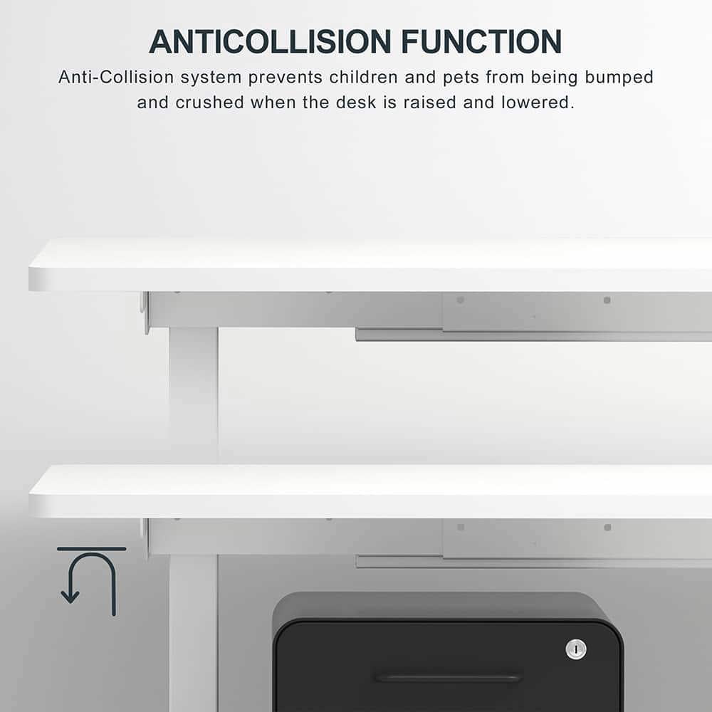 Kadyn Computer Home Office Desk, Standing Desk, Electric Standing Desk Dual Motor 3 Stages Adjustable Height Desk with Two-Piece Tabletop, 55 x 28, (white frame + white top)