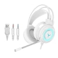 thumbnail image 1 of Auriculares para juegos Auriculares estéreo LED Auriculares omnidireccionales con micrófono reductor de ruido, Blanco kenally EL000129-02, 1 of 2
