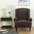 thumbnail image 2 of CJC Stretch 2-Piece Wingback Chair Slipcover, Wing Back Chair Covers, Brown, 2 of 8