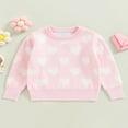 thumbnail image 2 of Chandails Tricotés pour Fille, Mignon Imprimé de Cœur, Chandail à Manches Longues, 2 of 8
