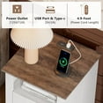 thumbnail image 3 of Nightstand Set of 2 with Charging Station, Farmhouse Side Table with 2 Tiers Storage Drawer and 1 Open Wood Cubby for Bedroom, Office, White/Barnwood, 3 of 10