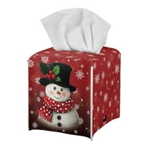 Psesaysky Cute Tissue Box Cover Square, Christmas Snowman Waterproof PU Leather Car Tissue Holder Facial Napkin Organizer Fashion Decorative on Table and Bathroom, Office