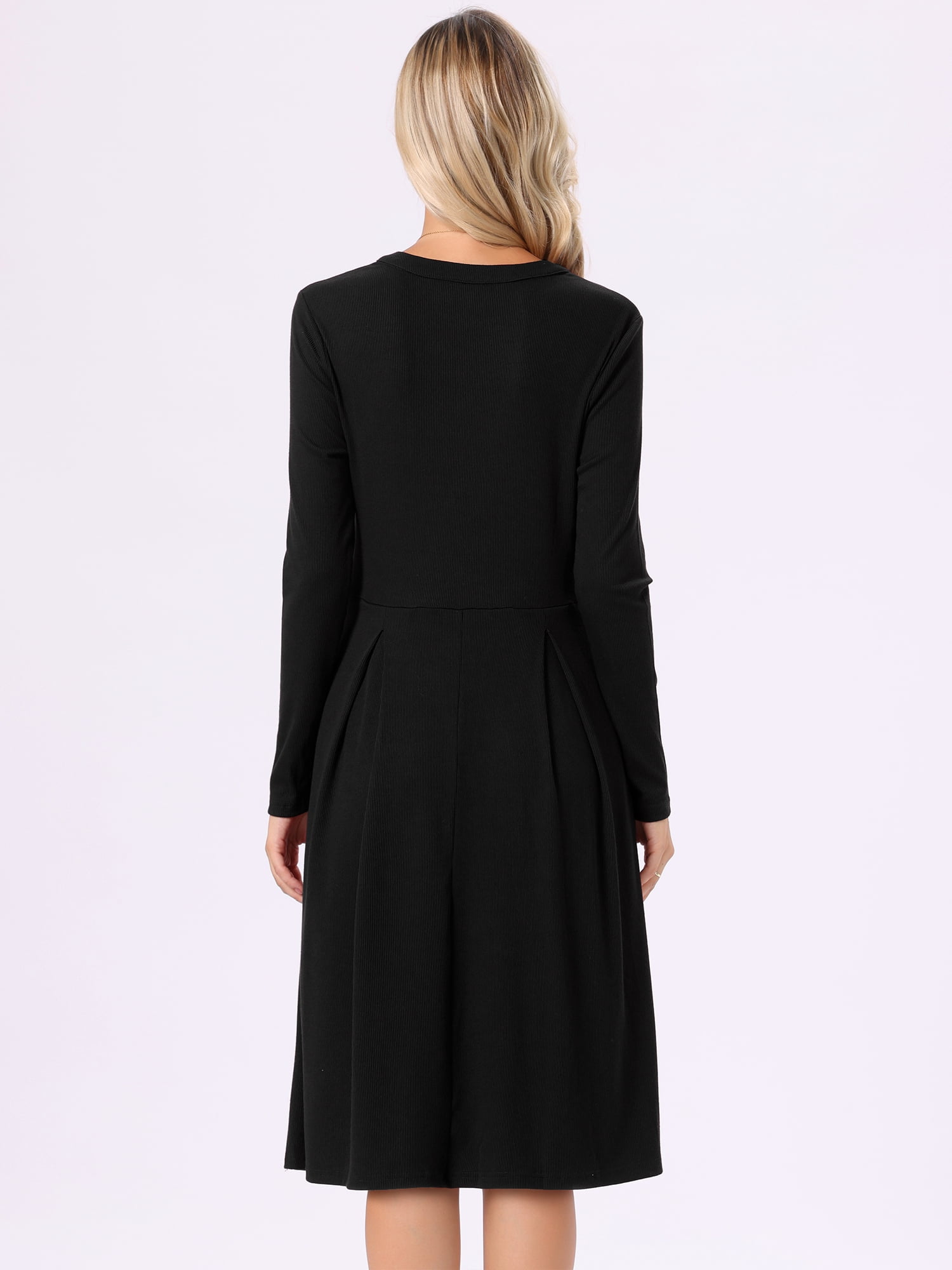 DARING DIVA Women's Knit Dress V Neck Stretchy Knee Length A-Line Dresses XS Black