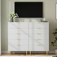 thumbnail image 2 of Commode Moderne Blanche à 5 Tiroirs, Poignées Dorées, Organisateur Élégant, 2 of 2