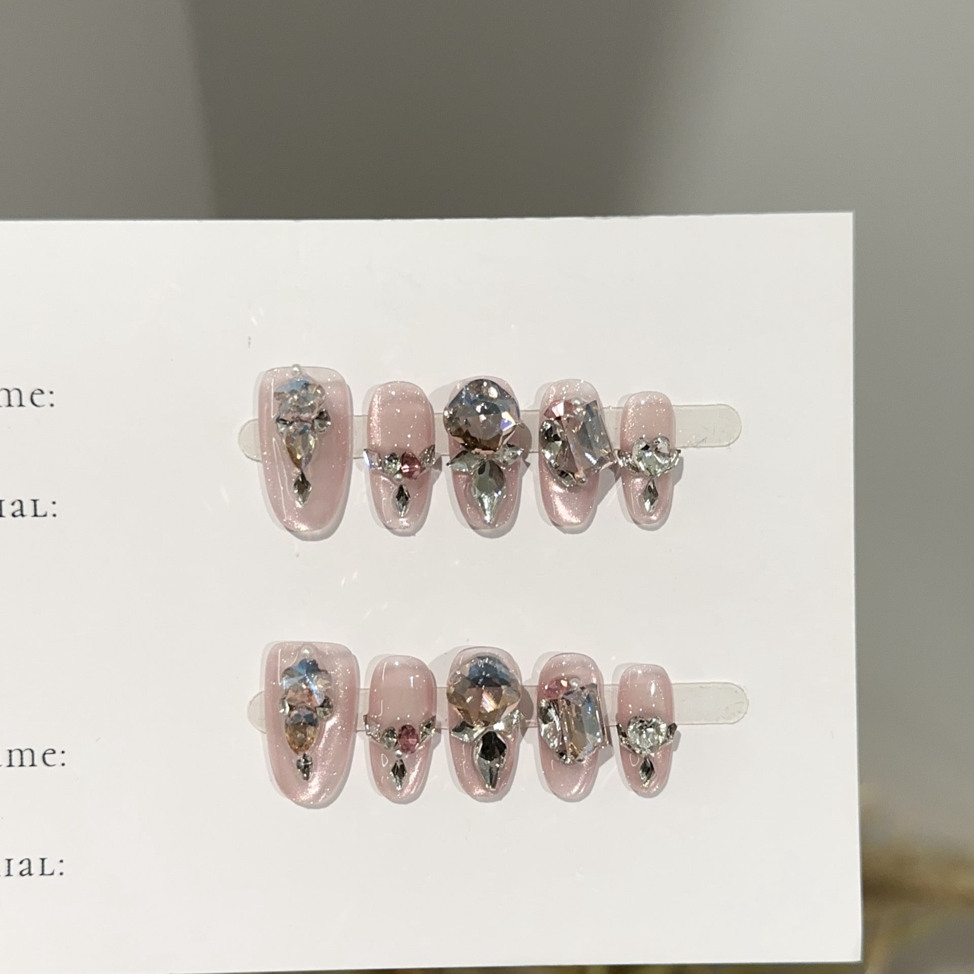 Purely handmade wearing nail advanced sense autumn and winter purple cat eye short nail art film light luxury full of diamonds and flash fake nail stickers