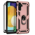 thumbnail image 1 of Aggxpf for Samsung A54 Phone Case Screen Protector Pack, Tempered Screen Protector Phone Case with Metal Ring Stand for Galaxy A54, Rose Gold, 1 of 5