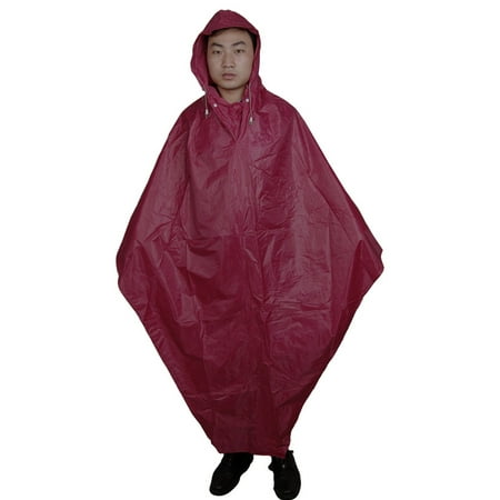 Man Woman Water Resistant Bicycle Bike Rain Poncho Raincoat Burgundy
