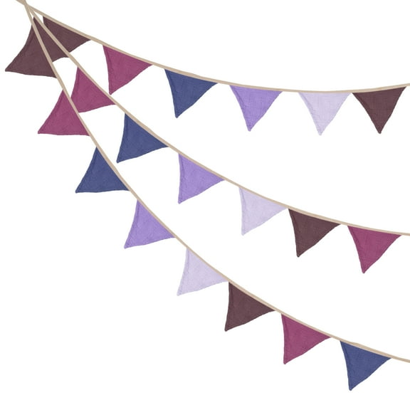 Uxcell 8.5Ft Pennant Banner Flags 10 Pcs Double-side Cotton Fabric Flags Garland Triangle Bunting 2 Set Purple Series