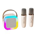 thumbnail image 1 of Machine de Karaoké avec 2 Microphones Sans Fil pour Enfants Adultes, Haut-Parleur Portable BT avec Réglage des Basses/aigus et Lumière LED Prend en Charge Carte TF, USB et aux pour Filles et Garçons Cadeau de Noël Anniversaire, 1 of 8