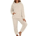 thumbnail image 2 of Lixiuxyad Soft Pajama For Long Sleeve Fall Fashion Casual Fleece Hoodie Pullover Loungewear 2 Piece With Pocket Womens Pajama Sets 4XL, 2 of 6