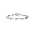 thumbnail image 2 of Gem Stone King 925 Sterling Silver White Created Sapphire and Green Tourmaline and White Lab Grown Diamond Bracelet for Women (2.27 Cttw, Gemstone September Birthstone, Round 4MM, 6.5 inch), 2 of 3