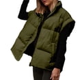 thumbnail image 2 of Chaleco Acolchado Extragrande de Invierno para Mujer, Ligero, con Cuello Alto, Sin Mangas, Acolchado y Bolsillos. Verde L, 2 of 10