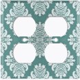thumbnail image 2 of Metal Light Switch Plate Outlet Cover (Victorian Damask Flower Olive Pattern - Double Duplex), 2 of 2