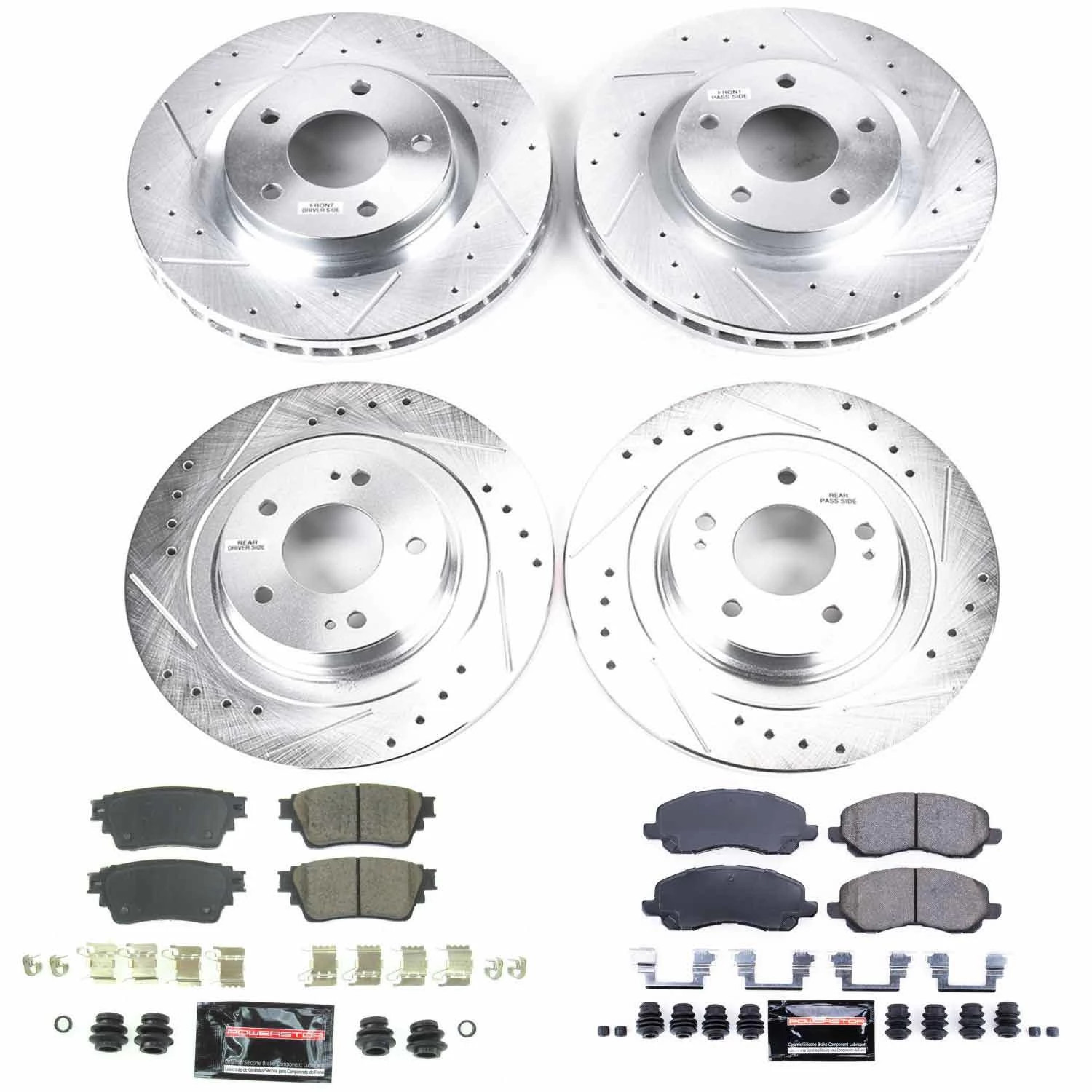 Power Stop Front and Rear Ceramic Brake Pad and Drilled & Slotted Rotor Kit K8397