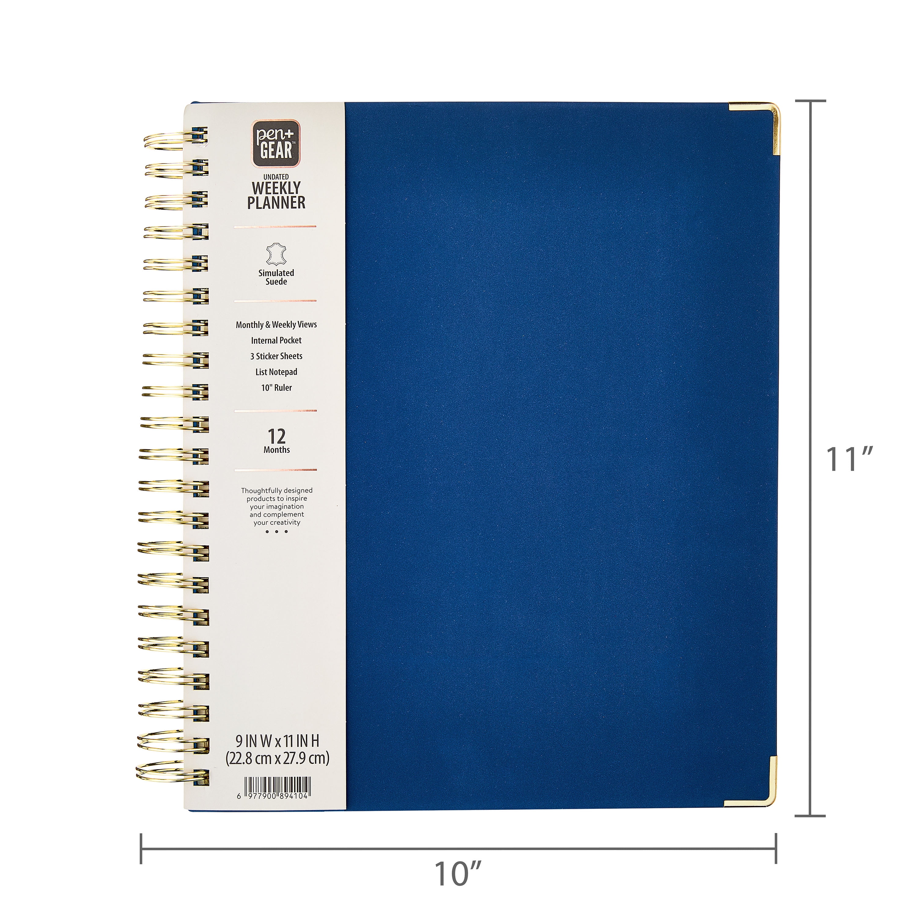 Pen+Gear 12-Month Undated Weekly Simulated Suede Planner, 9