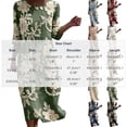 thumbnail image 4 of VBVC Women's and Women's Plus 3/4 Sleeve Midi Dress, Summer Casual Crew Neck Dress For Women, Ladies' Loose Fit Floral Dress with Pockets,Light Blue,S-5XL, 4 of 8