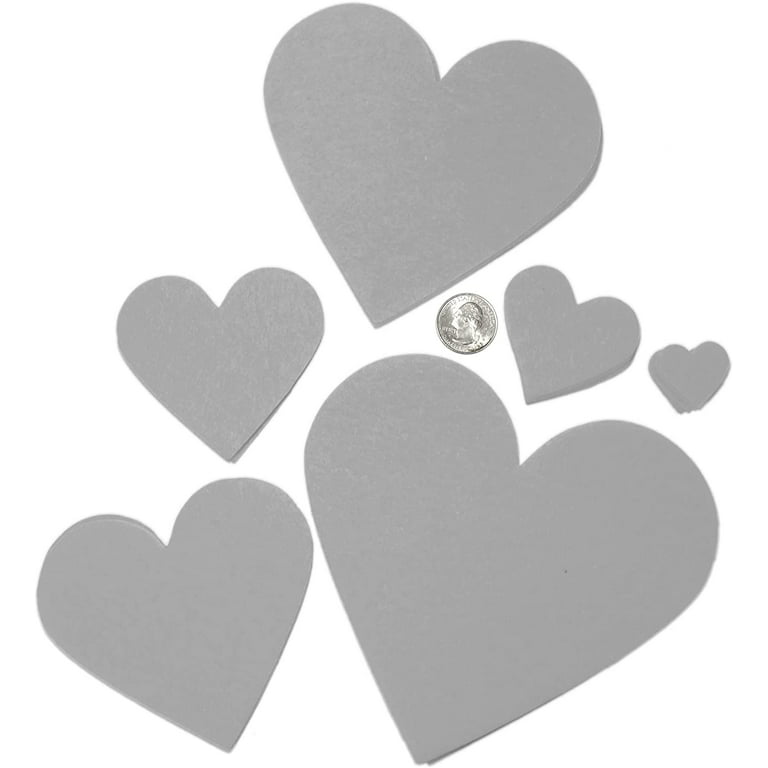 Playfully Ever After 1 to 6 inch Multi-Size Pack 24pc Felt Hearts (Charcoal Gray)