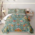 thumbnail image 2 of Erosebridal Teal Victorian Floral Twin Quilt Set for Women Girls, Mandala Leaf Print Twin Coverlet Set, 2 Pieces, 2 of 7