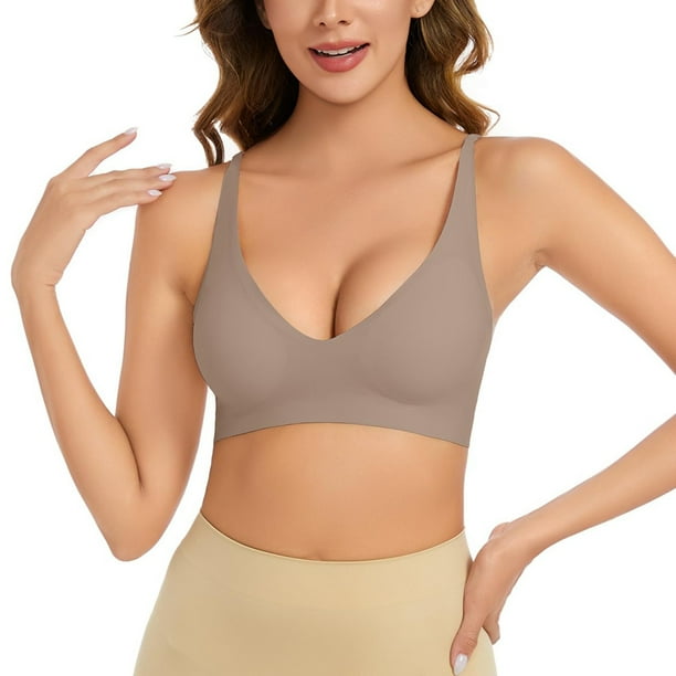 WILLBEST Brasier Sin Varillas Mujer Sujetador Sin Aros Para Mujer, Escote En V, Cómodo, Suave, Push Up, Sin Costuras, Ligeramente Acolchado Para Un Ajuste Perfecto. Bralette Para Mujer.