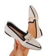 thumbnail image 4 of Bkhluea Women Knit Metal Buckle Ballet Flats Slip On Comfortable Footwear For Office Work Party Daily Casual Use, 4 of 7